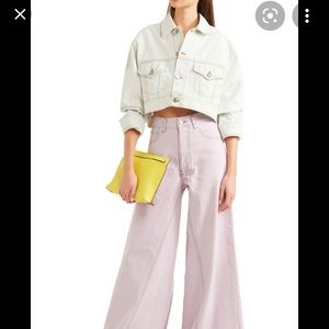 Ganni White Denim Jacket Cropped Size 42